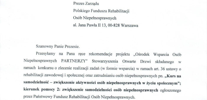 Rekomendacja – Polska Unia Zatrudnienia Wspomaganego